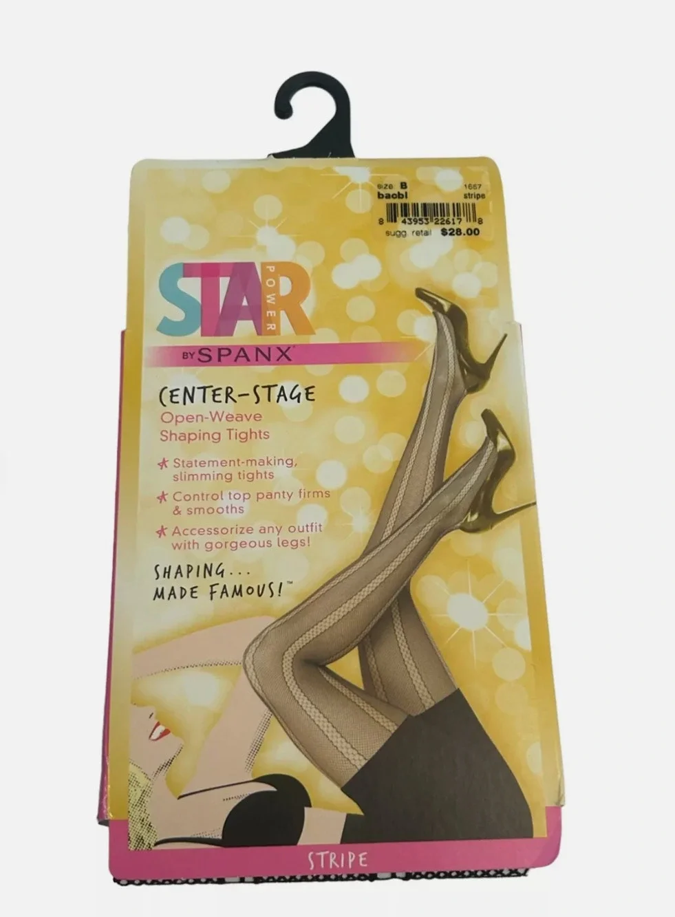 Star Power by Spanx Center Stage Open-Weave Shaping Tights Womens Size C Black